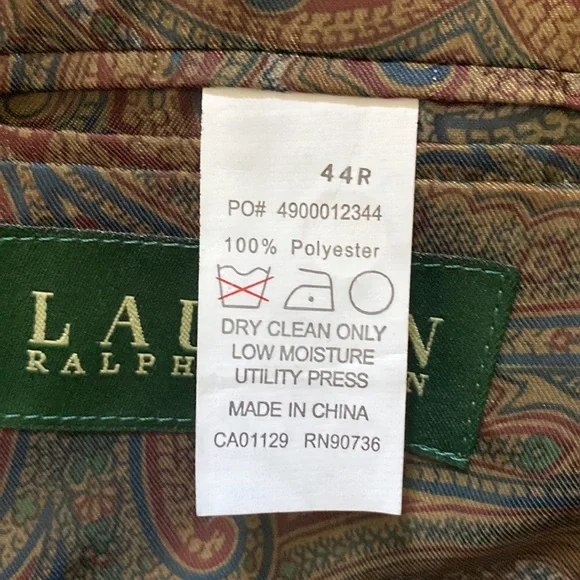 Lauren Ralph Lauren Mens 44R Polyester Blazer Sport Coat Jacket